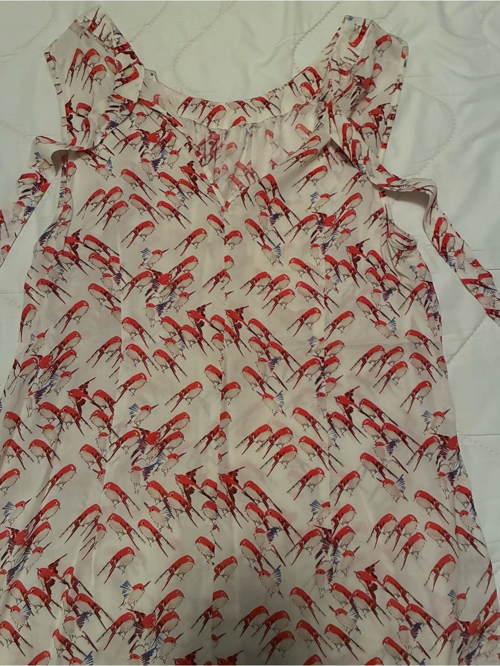Sunny Girl ModCloth Sleeveless Rayon Blouse/Top with Bird Print